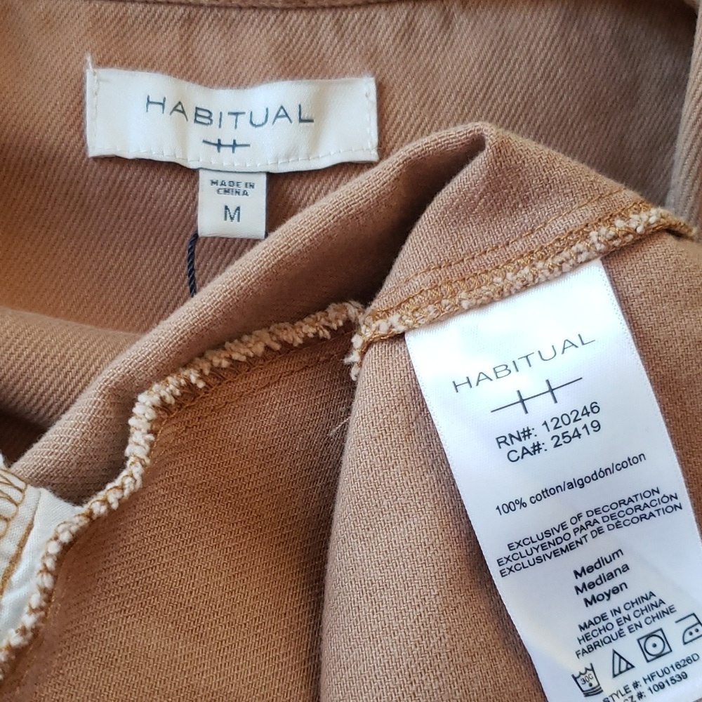 Habitual tan button down long sleeve shirt dress with belt size M - Picture 7 of 7